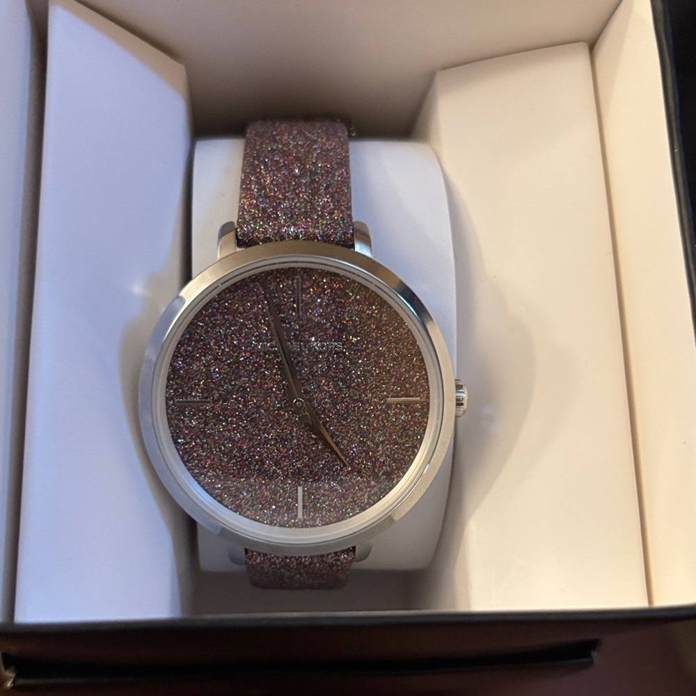 Michael Kors Glitter Watch - Silver and Pink